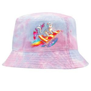 Cat Riding Pizza Galaxy Kitten Outerspace Galaxy Cat Tie-Dyed Bucket Hat