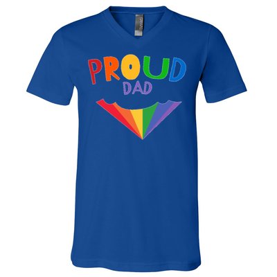 Colorful Rainbow Proud Dad Gift V-Neck T-Shirt