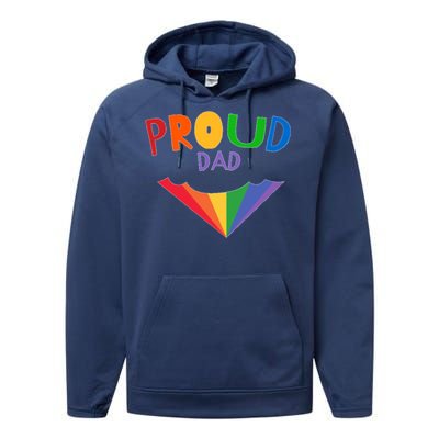 Colorful Rainbow Proud Dad Gift Performance Fleece Hoodie