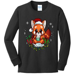 Cute Red Panda Christmas Gifts Kids Girls Xmas Pajamas Kids Long Sleeve Shirt