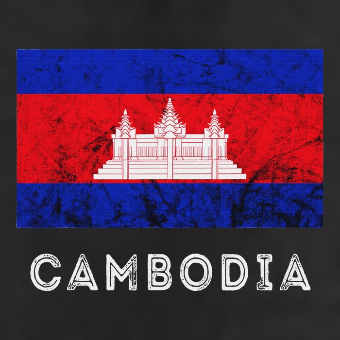 Cambodia Royal Palace Cambodian Flag Kampuchean Roots 7 Panel Mesh Trucker Snapback Hat