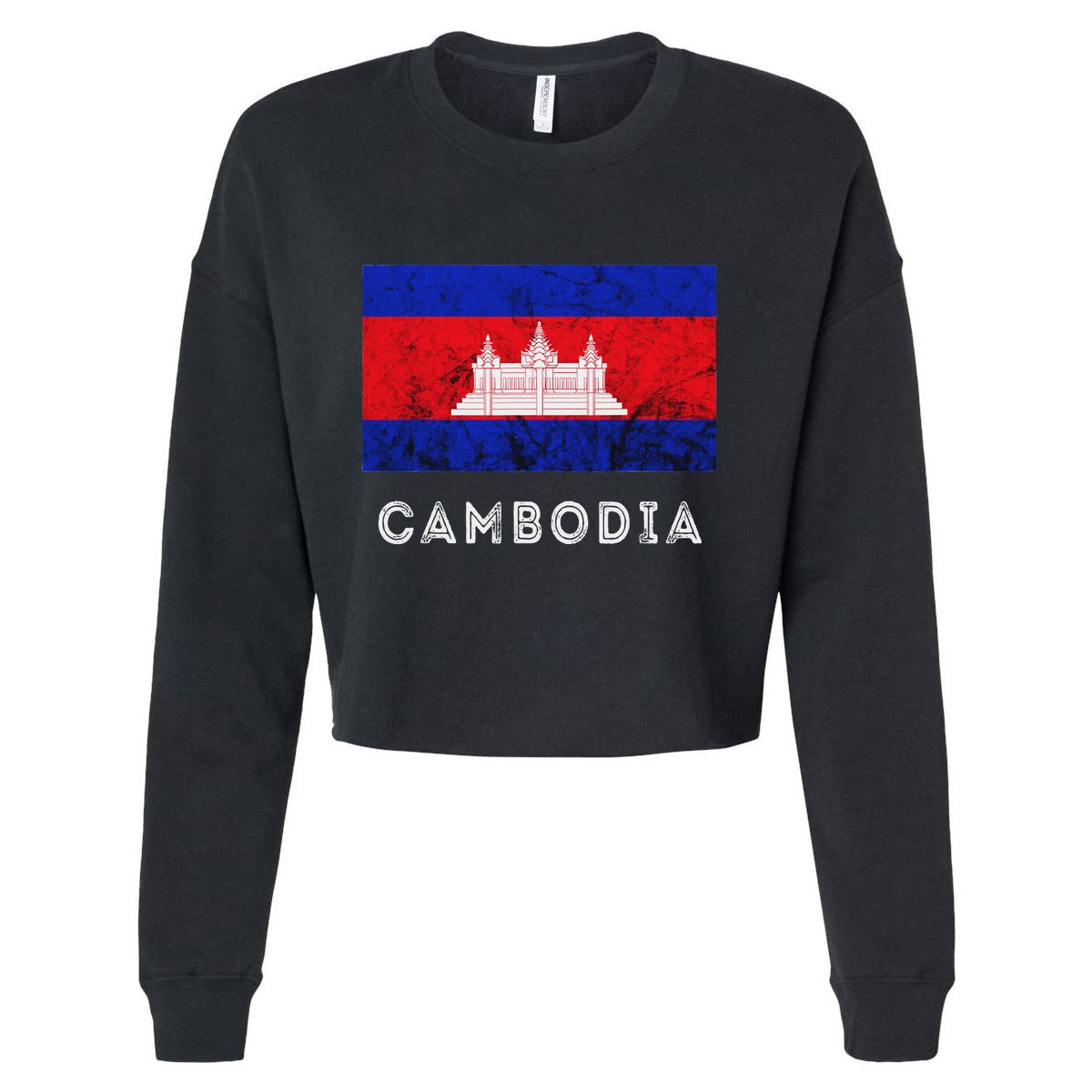 Cambodia Royal Palace Cambodian Flag Kampuchean Roots Cropped Pullover Crew