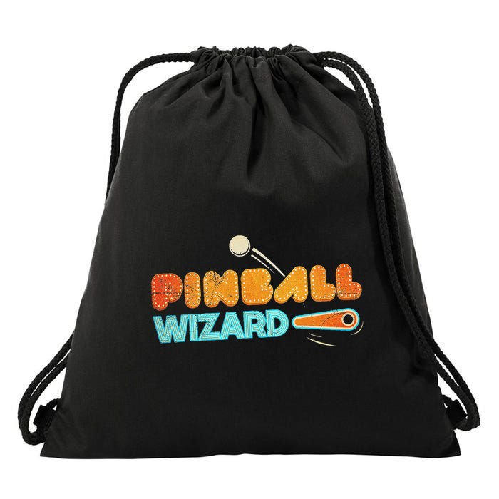 Classic Retro Pinball Design Pinball Wizard Drawstring Bag