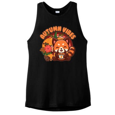 Cute Red Panda Autumn Vibes Ladies PosiCharge Tri-Blend Wicking Tank