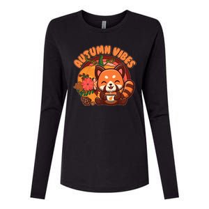 Cute Red Panda Autumn Vibes Womens Cotton Relaxed Long Sleeve T-Shirt