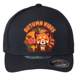 Cute Red Panda Autumn Vibes Flexfit Unipanel Trucker Cap