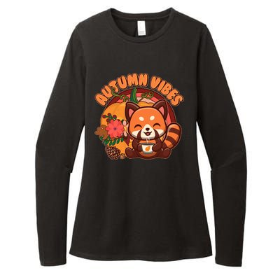 Cute Red Panda Autumn Vibes Womens CVC Long Sleeve Shirt