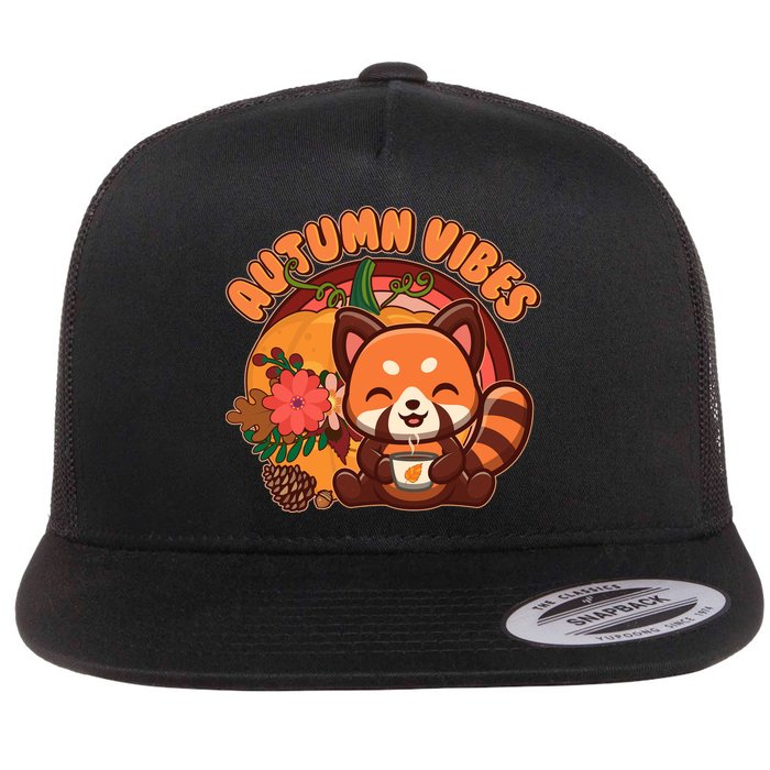 Cute Red Panda Autumn Vibes Flatbill Hat