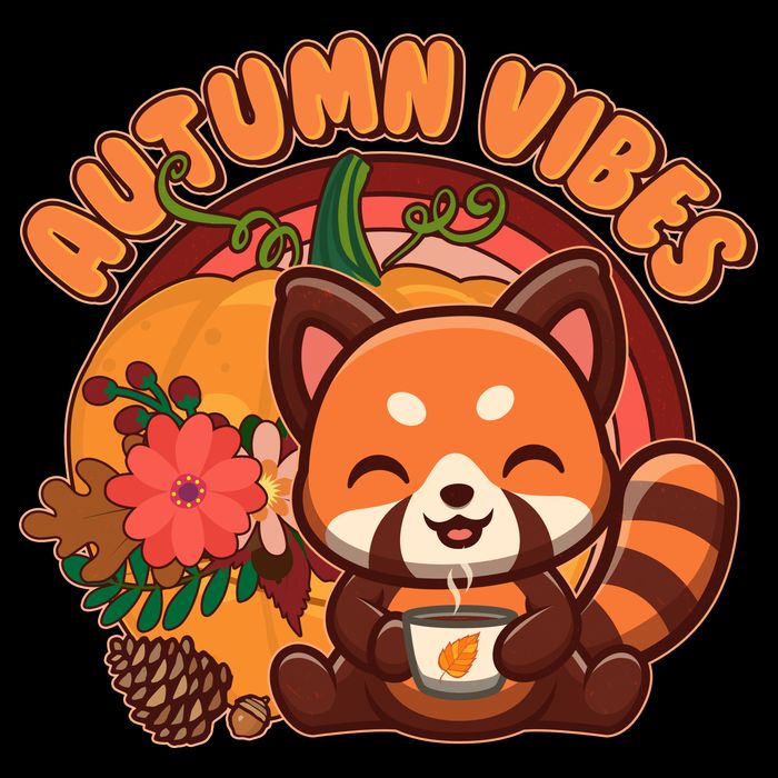 Cute Red Panda Autumn Vibes Flatbill Hat
