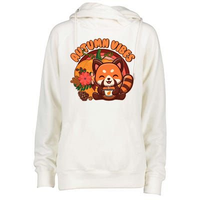 Cute Red Panda Autumn Vibes Womens Funnel Neck Pullover Hood