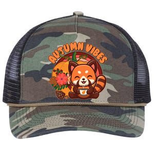 Cute Red Panda Autumn Vibes Retro Rope Trucker Hat Cap