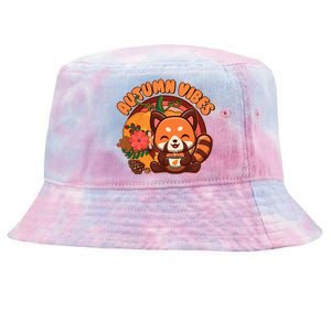 Cute Red Panda Autumn Vibes Tie-Dyed Bucket Hat