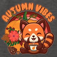 Cute Red Panda Autumn Vibes Vector Backpack