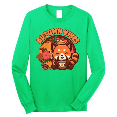 Cute Red Panda Autumn Vibes Long Sleeve Shirt