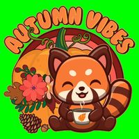 Cute Red Panda Autumn Vibes Button