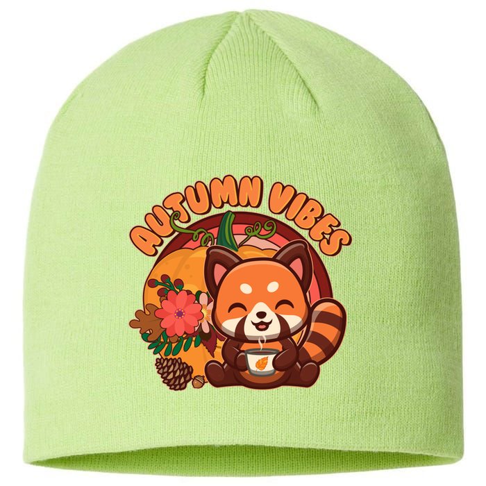 Cute Red Panda Autumn Vibes Sustainable Beanie