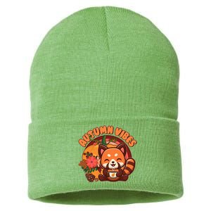 Cute Red Panda Autumn Vibes Sustainable Knit Beanie