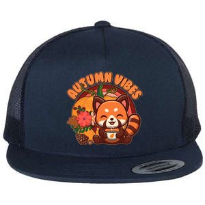 Cute Red Panda Autumn Vibes Flat Bill Trucker Hat