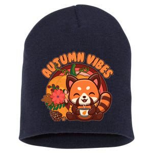 Cute Red Panda Autumn Vibes Short Acrylic Beanie