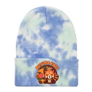 Cute Red Panda Autumn Vibes Tie Dye 12in Knit Beanie