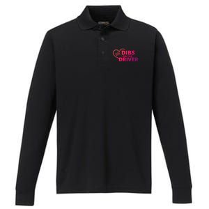 Car Racing Quote Race Wife / Friend Dibs On The Driver Gift Performance Long Sleeve Polo