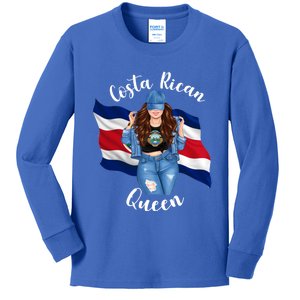 Costa Rican Queen Flag Emblem Black Costa Rico Queen Mom Great Gift Kids Long Sleeve Shirt