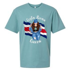 Costa Rican Queen Flag Emblem Black Costa Rico Queen Mom Great Gift Sueded Cloud Jersey T-Shirt