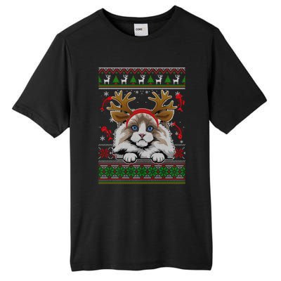 Cute Reindeer Ragdoll Cat Xmas Lights Ugly Christmas Cute Gift Tall Fusion ChromaSoft Performance T-Shirt