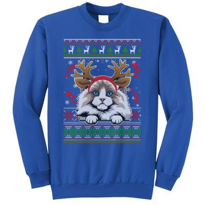 Cute Reindeer Ragdoll Cat Xmas Lights Ugly Christmas Cute Gift Sweatshirt