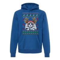 Cute Reindeer Ragdoll Cat Xmas Lights Ugly Christmas Cute Gift Premium Hoodie