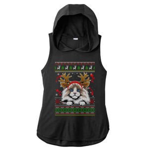 Cute Reindeer Ragdoll Cat Xmas Lights Ugly Christmas Sweater Cute Gift Ladies PosiCharge Tri-Blend Wicking Draft Hoodie Tank