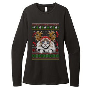 Cute Reindeer Ragdoll Cat Xmas Lights Ugly Christmas Sweater Cute Gift Womens CVC Long Sleeve Shirt