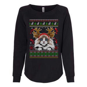 Cute Reindeer Ragdoll Cat Xmas Lights Ugly Christmas Sweater Cute Gift Womens California Wash Sweatshirt