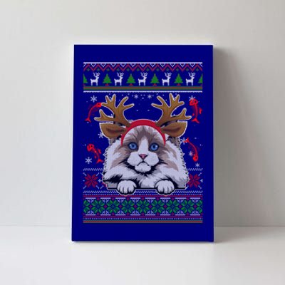 Cute Reindeer Ragdoll Cat Xmas Lights Ugly Christmas Sweater Cute Gift Canvas