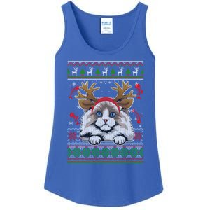 Cute Reindeer Ragdoll Cat Xmas Lights Ugly Christmas Sweater Cute Gift Ladies Essential Tank