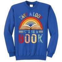 Cool Rainbow Reading Take A Look Its In A Book Retro Vintage Gift Sweatshirt