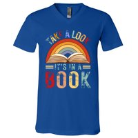 Cool Rainbow Reading Take A Look Its In A Book Retro Vintage Gift V-Neck T-Shirt