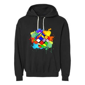 Cool Rubik Rubix Rubics Player Cube Watercolor Lovers Garment-Dyed Fleece Hoodie