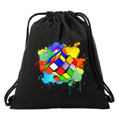 Cool Rubik Rubix Rubics Player Cube Watercolor Lovers Drawstring Bag