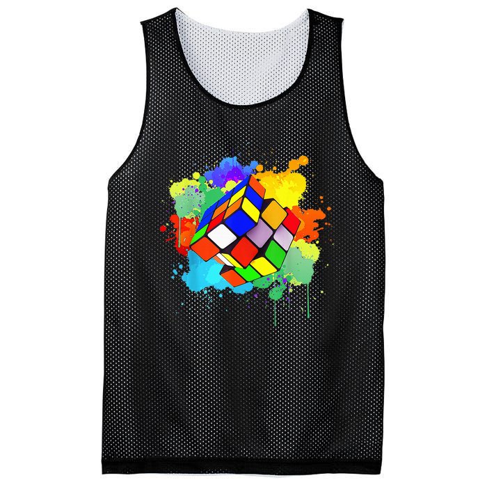 Cool Rubik Rubix Rubics Player Cube Watercolor Lovers Mesh Reversible Basketball Jersey Tank