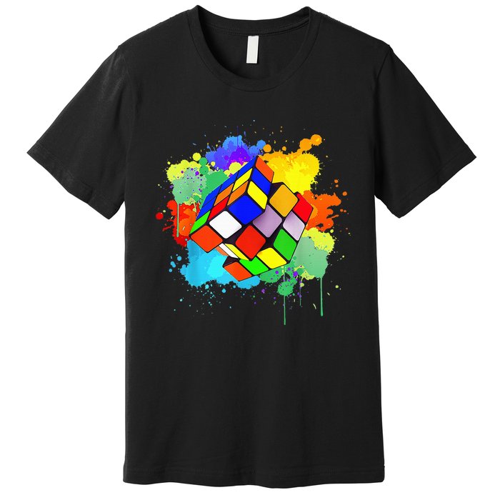 Cool Rubik Rubix Rubics Player Cube Watercolor Lovers Premium T-Shirt