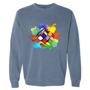 Cool Rubik Rubix Rubics Player Cube Watercolor Lovers Garment-Dyed Sweatshirt