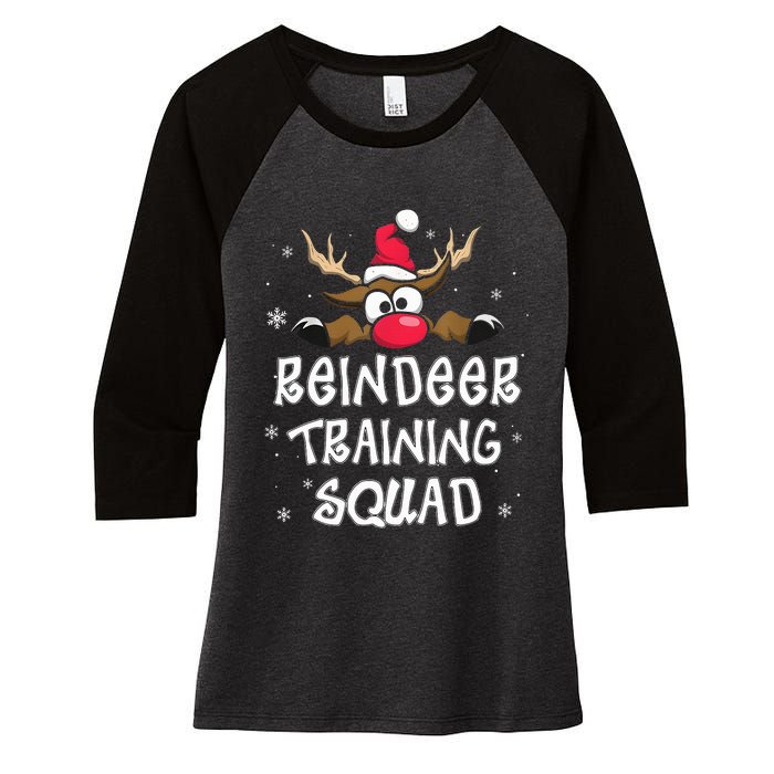 Christmas Running Reindeer Runner Training Squad Team Gifts  Women's Tri-Blend 3/4-Sleeve Raglan Shirt