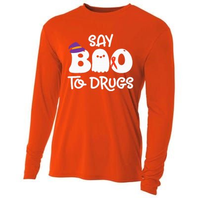 Cute Red Ribbon Week Say BOO To Drugs Say Yes To Halloween Cooling Performance Long Sleeve Crew