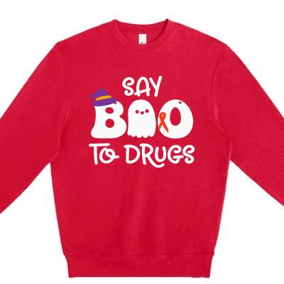 Cute Red Ribbon Week Say BOO To Drugs Say Yes To Halloween Premium Crewneck Sweatshirt