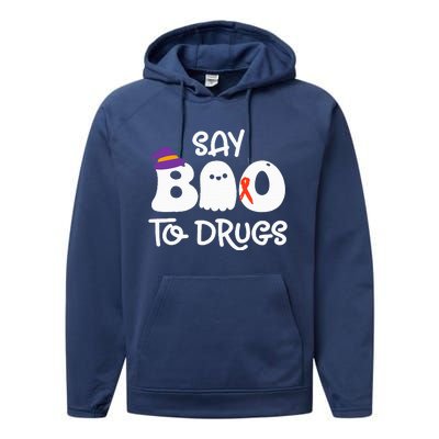 Cute Red Ribbon Week Say BOO To Drugs Say Yes To Halloween Performance Fleece Hoodie