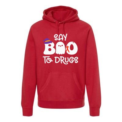 Cute Red Ribbon Week Say BOO To Drugs Say Yes To Halloween Premium Hoodie