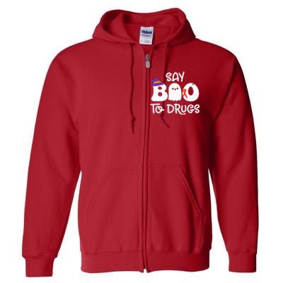 Cute Red Ribbon Week Say BOO To Drugs Say Yes To Halloween Full Zip Hoodie