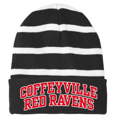 Coffeyville Red R.Avens Community College Striped Beanie with Solid Band