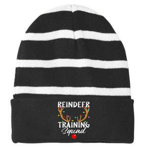 Christmas Running Reindeer Runner Training Squad Team Gifts  Striped Beanie with Solid Band